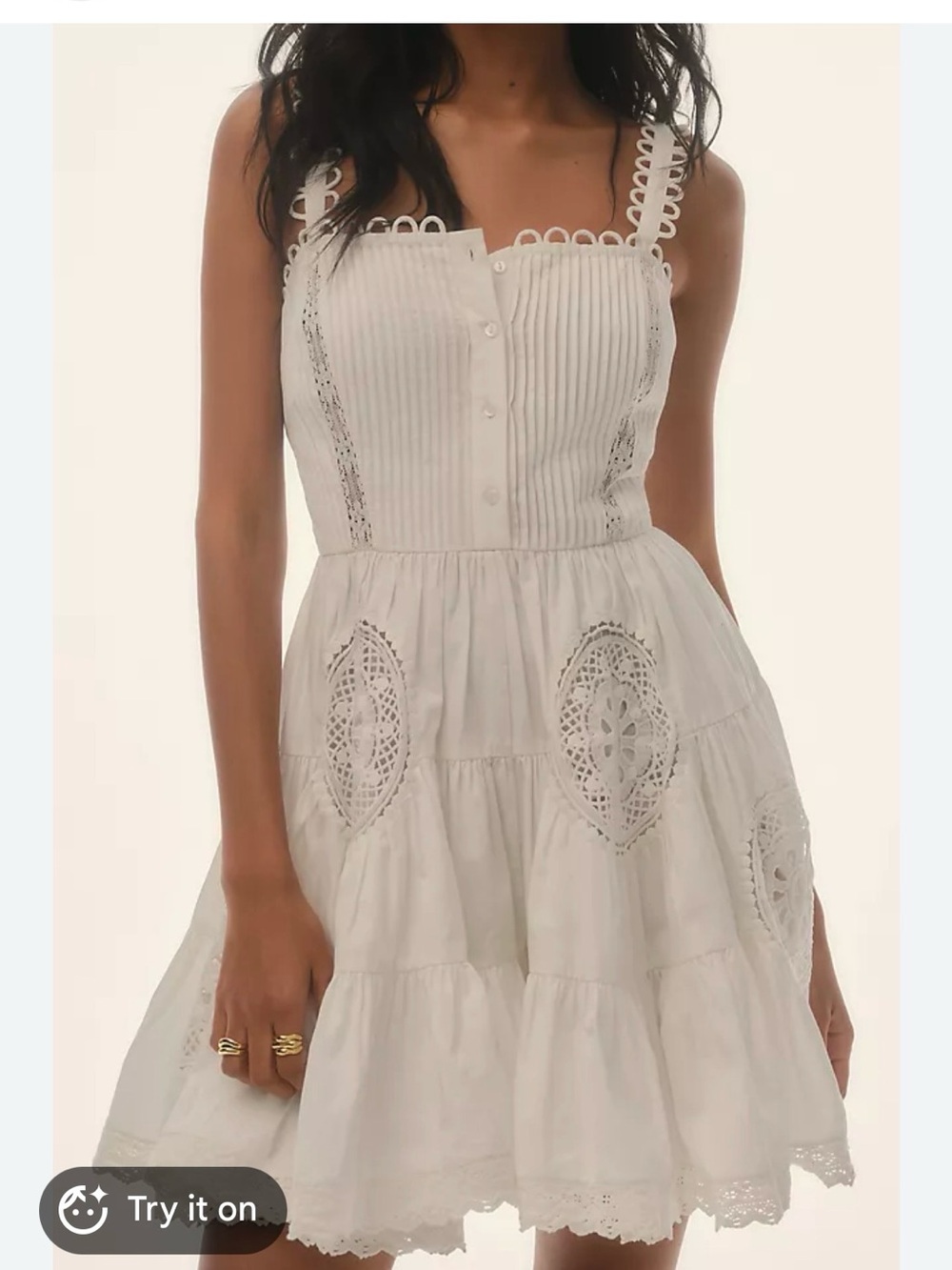 Free People White Eyelet Tiered Mini Dress Romper